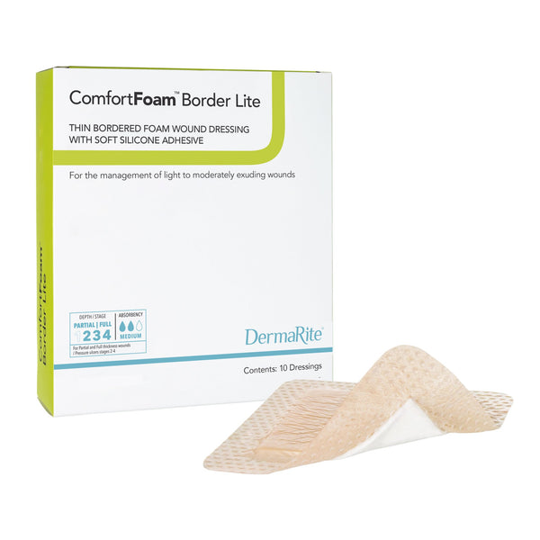 ComfortFoam™ Border Lite Thin Foam Dressing 2 X 2 Inch With Border Waterproof Backing Silicone Adhesive Square Sterile (1003184_EA) 1/EA