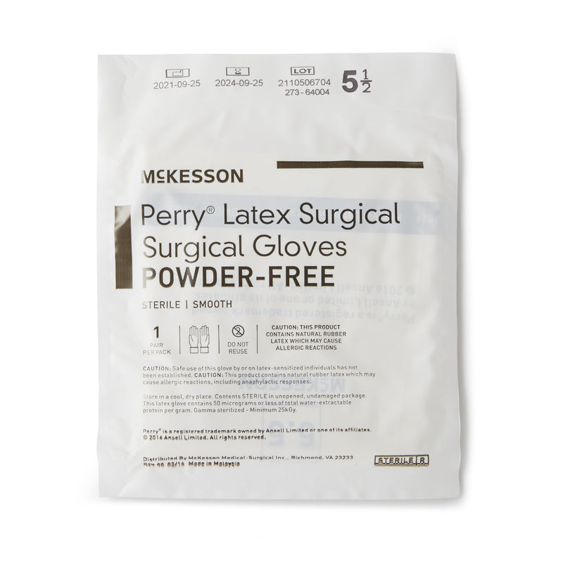 McKesson Perry® Surgical Glove Size 5.5 Sterile Latex Standard Cuff Length Smooth Cream Not Chemo Approved (1044703_PR) 1/PR
