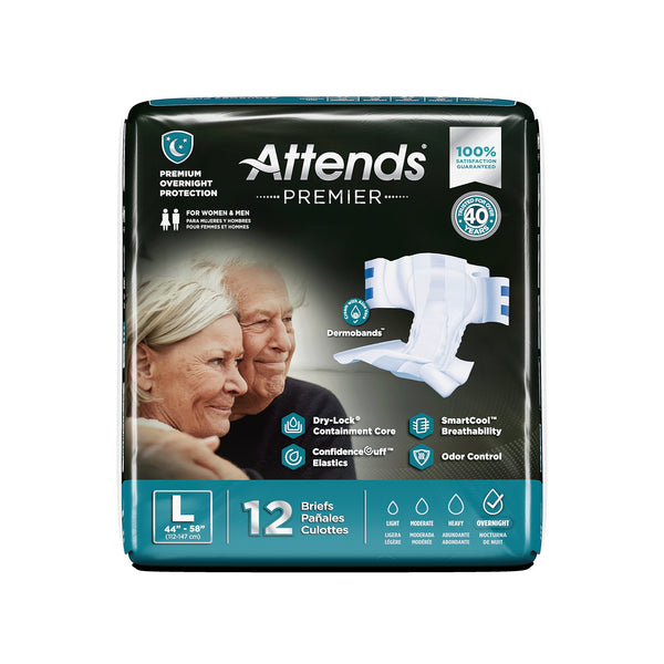 Attends® Premier Unisex Adult Incontinence Brief Large Disposable Heavy Absorbency (1128074_CS) 48/CS