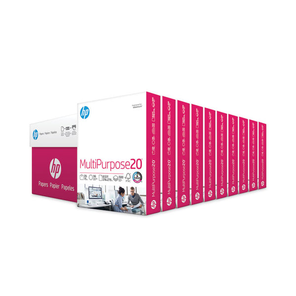 HP Papers MultiPurpose20 Paper, 96 Bright, 20 lb Bond Weight, 8.5 x 11, White, 500 Sheets/Ream, 10 Reams/Carton (HEW112000CT)
