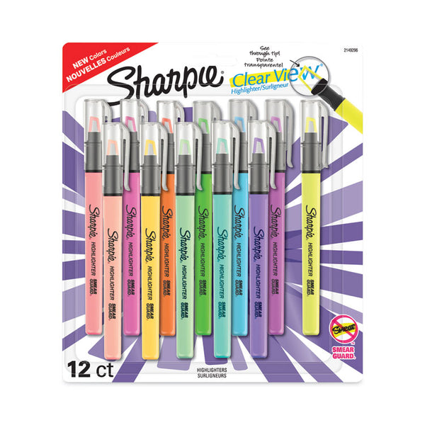 Sharpie® Clearview Pen-Style Highlighter, Assorted Ink Colors, Chisel Tip, Assorted Barrel Colors, 12/Pack (SAN2149296)