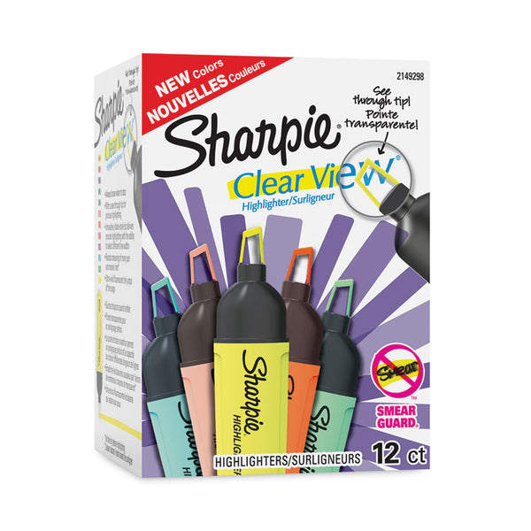 Sharpie® Clearview Tank-Style Highlighter, Assorted Ink Colors, Chisel Tip, Assorted Barrel Colors, 12/Pack (SAN2149298)