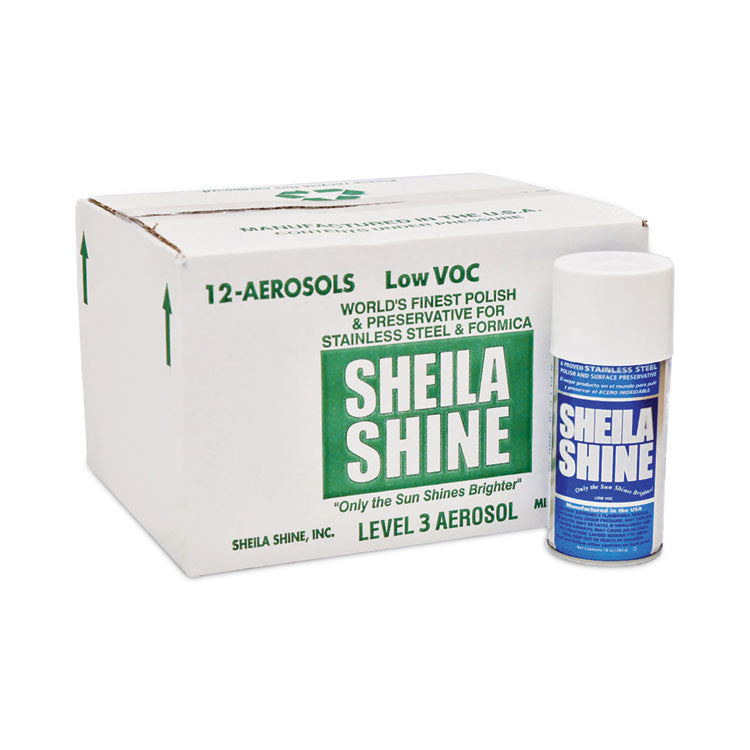 Sheila Shine Low VOC Stainless Steel Cleaner and Polish, 10 oz Spray Can, 12/Carton (SSISSCA10) Case of 12