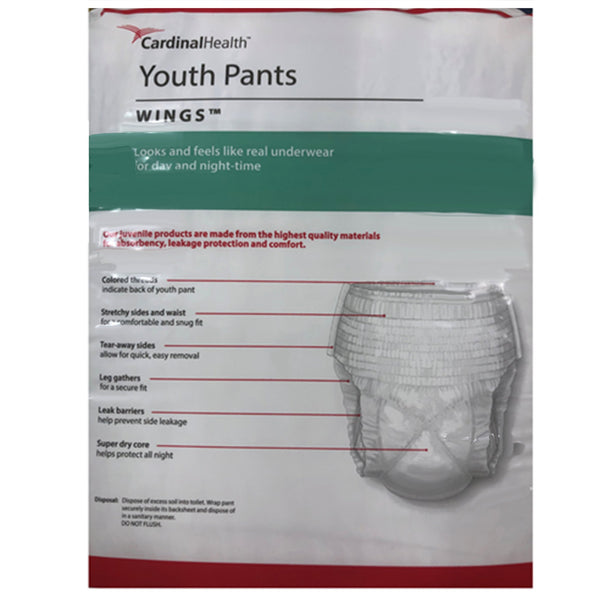 Cardinal Health™ Wings™ Unisex Youth Absorbent Underwear Pull On with Tear Away Seams Small / Medium Disposable Heavy Absorbency (724711_BG) 1/BG