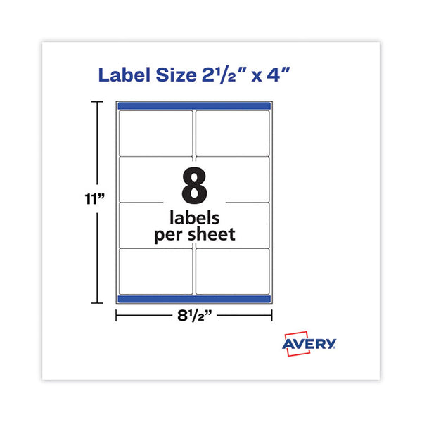 Avery® Shipping Labels with TrueBlock Technology, Laser Printers,  2.5 x 4, White, 8/Sheet, 100 Sheets/Pack (AVE5817)