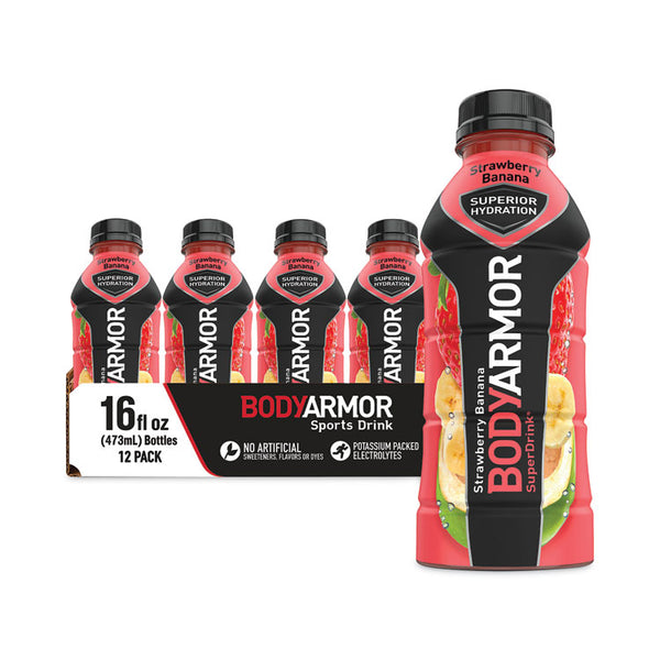 BodyArmor SuperDrink Sports Drink, Strawberry Banana, 16 oz Bottle, 12/Pack (BDA10000314)