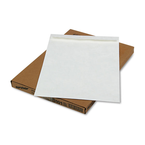 Survivor® Heavyweight 18 lb Tyvek Catalog Mailers, Square Flap, Self-Adhesive Closure, 13 x 19, White, 25/Box (QUAR5101)