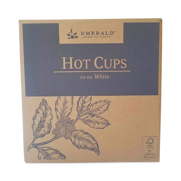 Emerald™ Paper Hot Cups, 10 oz, White, 50/Pack, 20 Packs/Carton (DFDPME01020)
