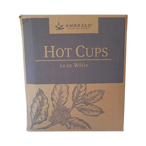 Emerald™ Paper Hot Cups, 12 oz, White, 50/Pack, 20 Packs/Carton (DFDPME01021)