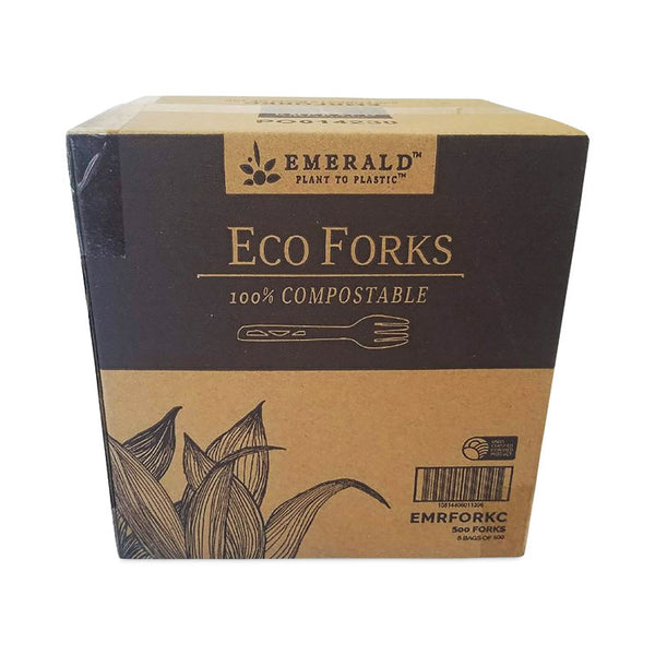Emerald™ Plant to Plastic Compostable Cutlery, Fork, White, 1,000/Carton (DFDPME01139)