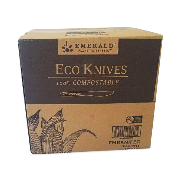Emerald™ Plant to Plastic Compostable Cutlery, Knife, White, 1,000/Carton (DFDPME01141)