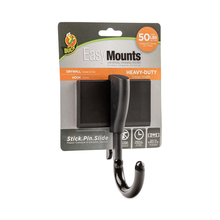 Duck® Duck EasyMounts Medium Hook, Fiberglass, Black, 50 lb Capacity (DUC287214) Each