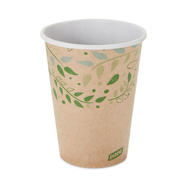 Dixie® EcoSmart Recycled Fiber Hot/Cold Cups, 12 oz, Kraft/Green, 50/Sleeve, 20 Sleeves/Carton (DXE2342R)
