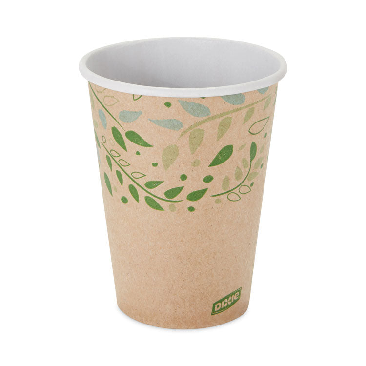 Dixie® EcoSmart Recycled Fiber Hot/Cold Cups, 12 oz, Kraft/Green, 50/Sleeve, 20 Sleeves/Carton (DXE2342R)