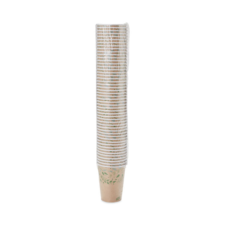 Dixie® EcoSmart Recycled Fiber Hot/Cold Cups, 12 oz, Kraft/Green, 50/Sleeve, 20 Sleeves/Carton (DXE2342R)