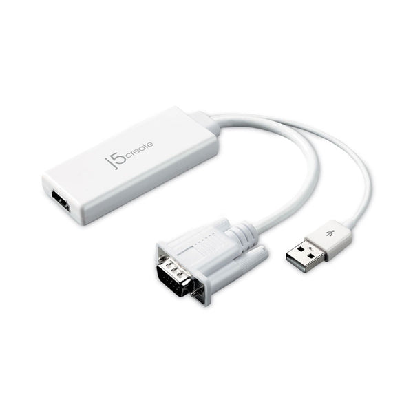 j5create® VGA to HDMI Video Audio Adapter, White (JCRJDA214) Each
