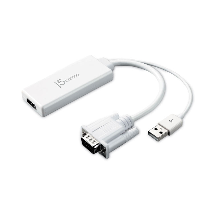 j5create® VGA to HDMI Video Audio Adapter, White (JCRJDA214) Each