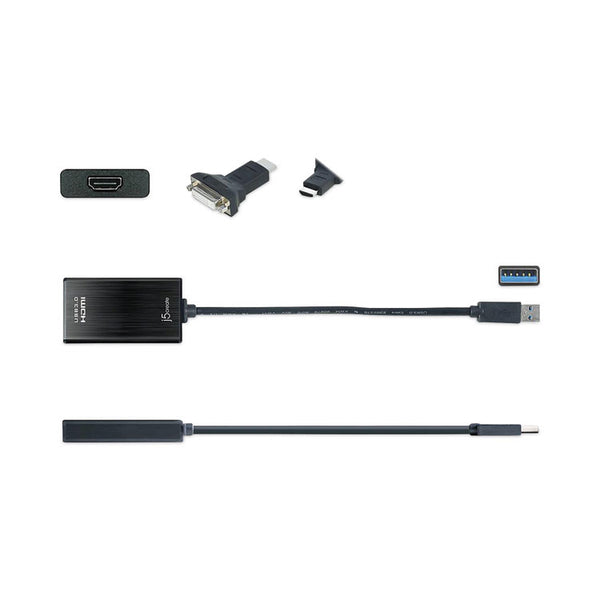 j5create® USB to HDMI/DVI Adapter, 7.87", Black (JCRJUA350A) Each