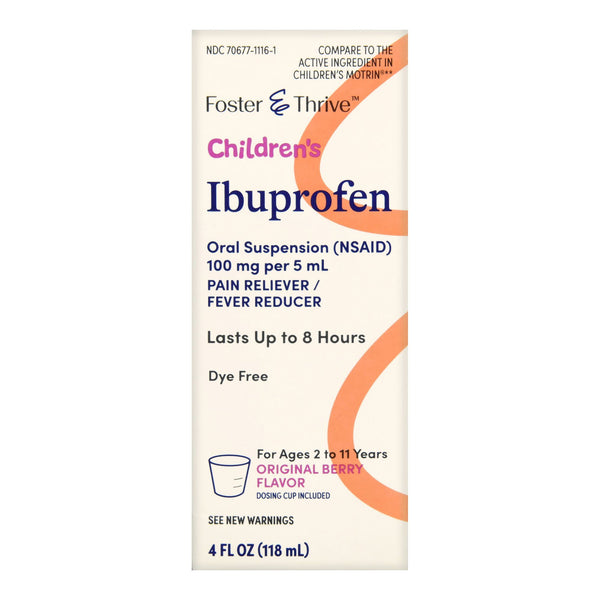 Foster & Thrive™ Children's Pain Relief 100 mg / 5 mL Strength Ibuprofen Oral Suspension 4 oz. (1238936_EA) 1/EA