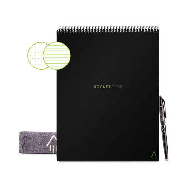 Rocketbook Flip Smart Notepad, Black Cover, Lined/Dot Grid Rule, 8.5 x 11, White, 16 Sheets (RKBFLPLRCA)