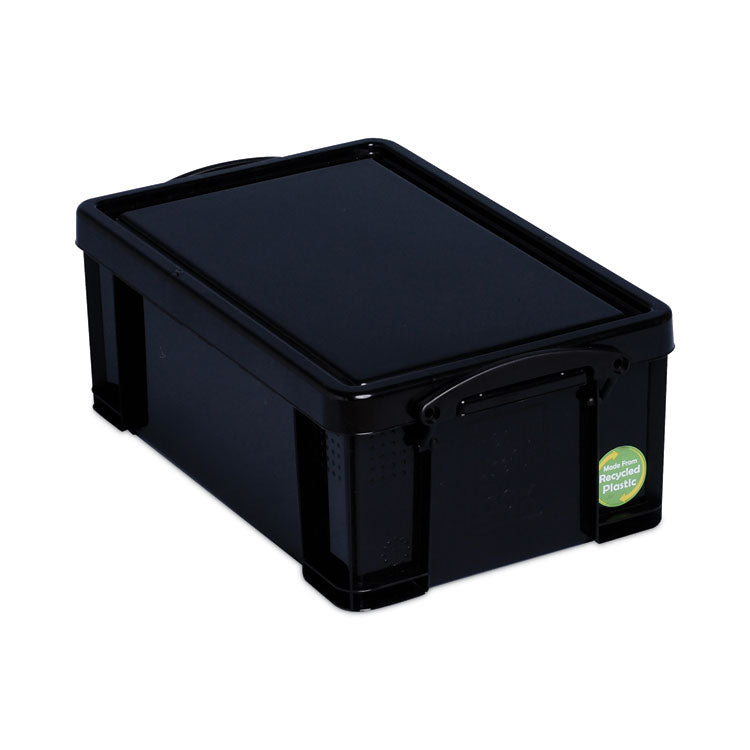 Really Useful Box® 9.51 Qt. Latch Lid Storage Tote, 15.55" x 10.04" x 6.1", Solid Black (RUA9BKPK4) Each