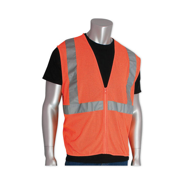 PIP Zipper Safety Vest, Large, Hi-Viz Orange (PID302MVGZORL) Each