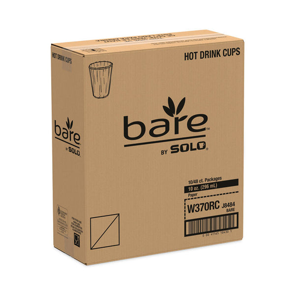 SOLO® Bare Eco-Forward Recycled Content PCF Wrapped Paper Hot Cups, 10 oz, Green/White/Beige, Individually Wrapped, 480/Carton (SCCW370RC)