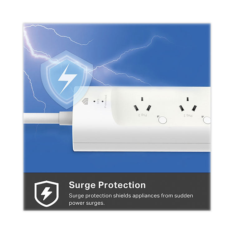 TP-Link Kasa Smart WiFi 3-Outlet Power Strip, 3 AC Outlets/2 USB Ports, White (TPLKP303) Each