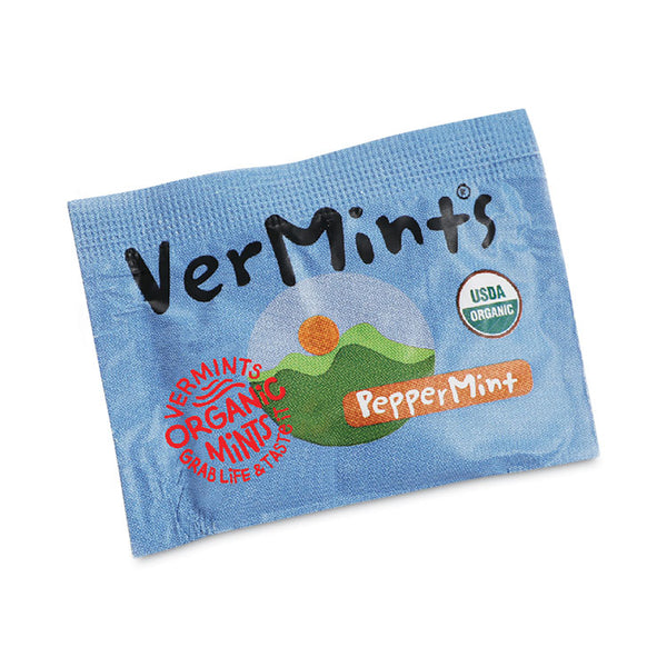 VerMints® VerMints Organic Mints/Pastilles, Peppermint, 2 Mints/0.7 oz Individually Wrapped, 100/Box (VEMVNT00992) Box of 100