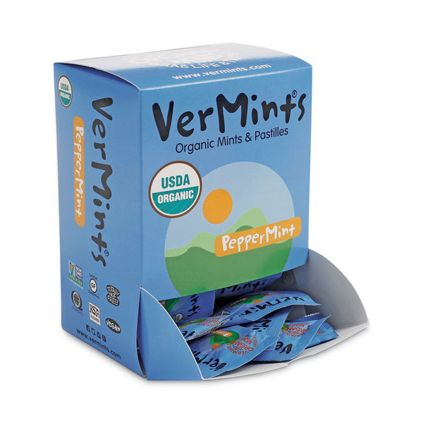 VerMints® VerMints Organic Mints/Pastilles, Peppermint, 2 Mints/0.7 oz Individually Wrapped, 100/Box (VEMVNT00992) Box of 100