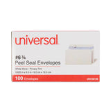 Universal® Peel Seal Strip Security Tint Business Envelope, #6 3/4, Square Flap, Self-Adhesive Closure, 3.63 x 6.5, White, 100/Box (UNV36106)