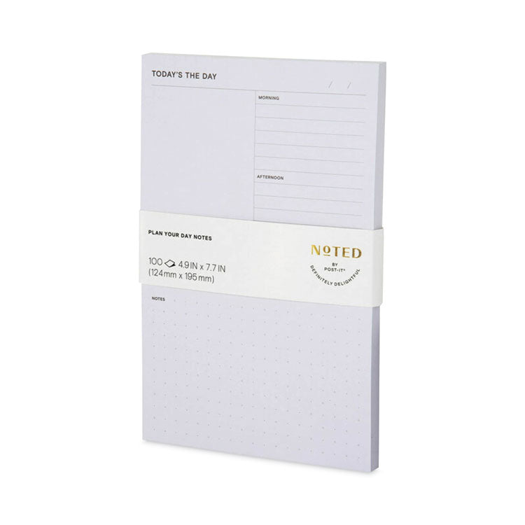 Noted by Post-it® Brand Adhesive Daily Planner Sticky-Note Pads, Daily Planner Format, 4.9" x 7.7", Gray, 100 Sheets/Pad (MMM58GRY)