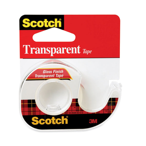 Scotch® Transparent Tape In Handheld Dispenser, 1" Core, 0.5" x 37.5 ft, Transparent (MMM144)