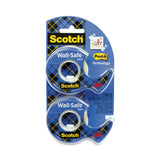 Scotch® Wall-Safe Tape with Dispenser, 1" Core, 0.75" x 50 ft, Clear, 2/Pack (MMM183DM2)