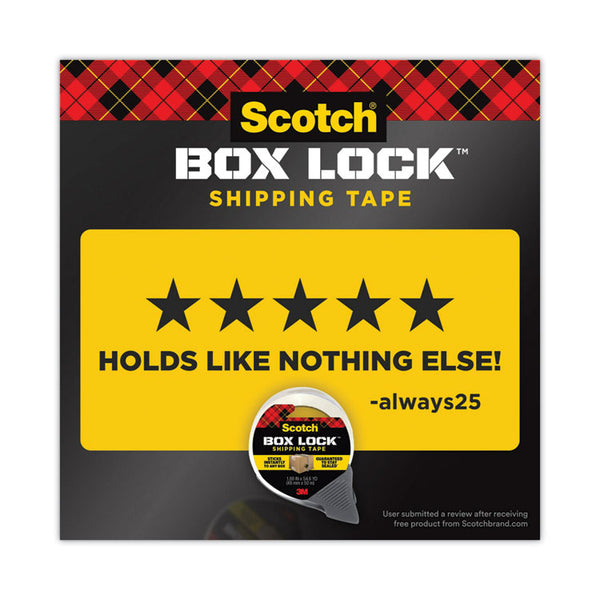 Scotch® Box Lock Shipping Packaging Tape with Dispenser, 1.5" Core, 1.88" x 22.2 yds, Clear (MMM195)