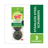 Scotch-Brite® Metal Scrubbing Pads, 2.25 x 2.75, Silver, 3/Pack, 8 Packs/Carton (MMM214C)
