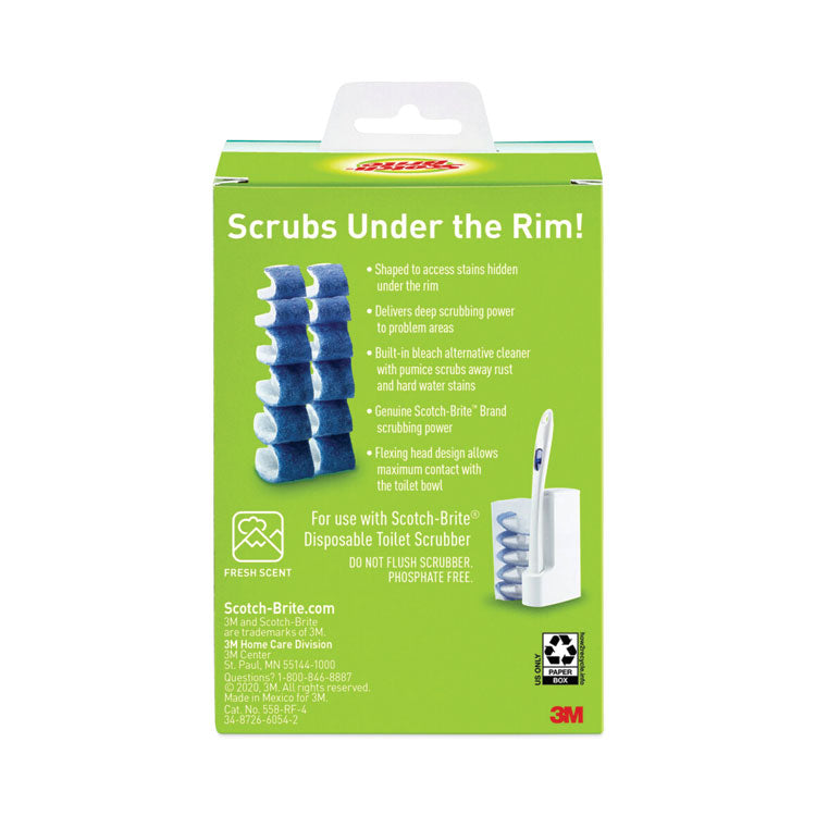 Scotch-Brite® Disposable Toilet Scrubber Refill, Blue/White, 10/Pack (MMM558RF)