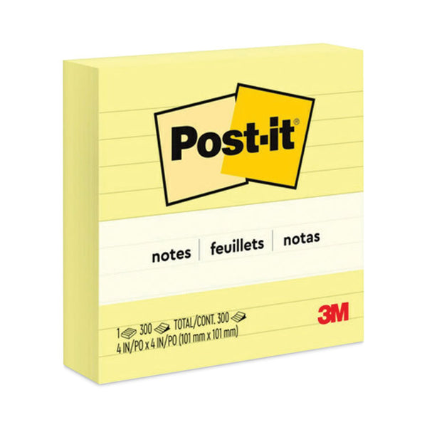 Post-it® Notes Original Pads in Canary Yellow, Note Ruled, 4" x 4", 300 Sheets/Pad (MMM675YL) Pad of 300