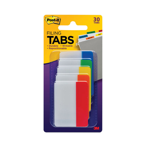 Post-it® Tabs Solid Color Tabs, 1/5-Cut, Assorted Colors, 2" Wide, 30/Pack (MMM686ROYGB) Pack of 30