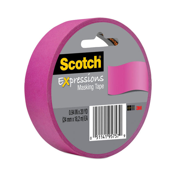 Scotch® Expressions Masking Tape, 3" Core, 0.94" x 20 yds, Fuchsia (MMM3437PNK)
