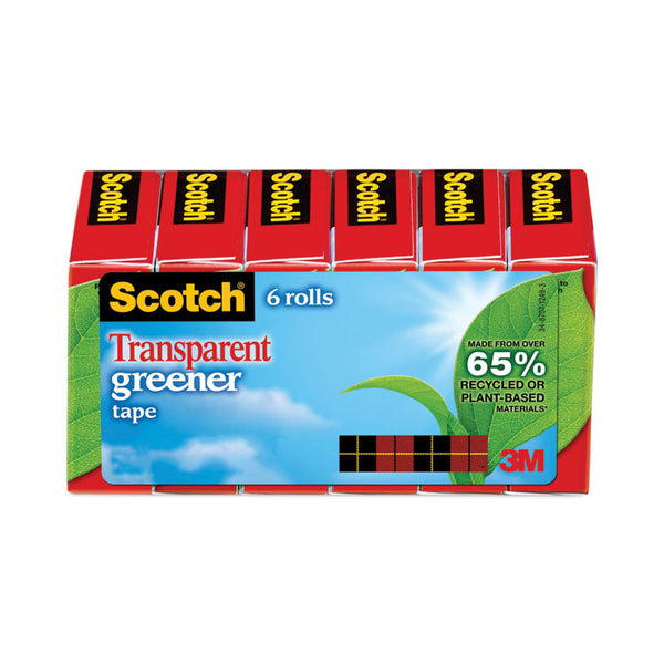 Scotch® Transparent Greener Tape, 1" Core, 0.75" x 75 ft, Transparent, 6/Pack (MMM6126P)