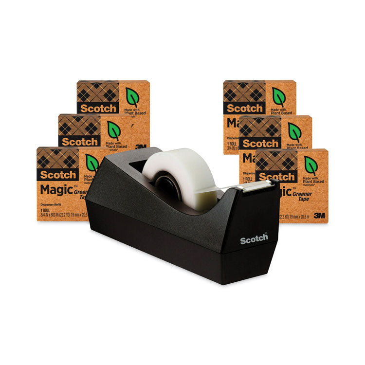 Scotch® Magic Greener Tape with C38 Dispenser, 1" Core, 0.75" x 75 ft, Clear, 6/Pack (MMM8126PC38)