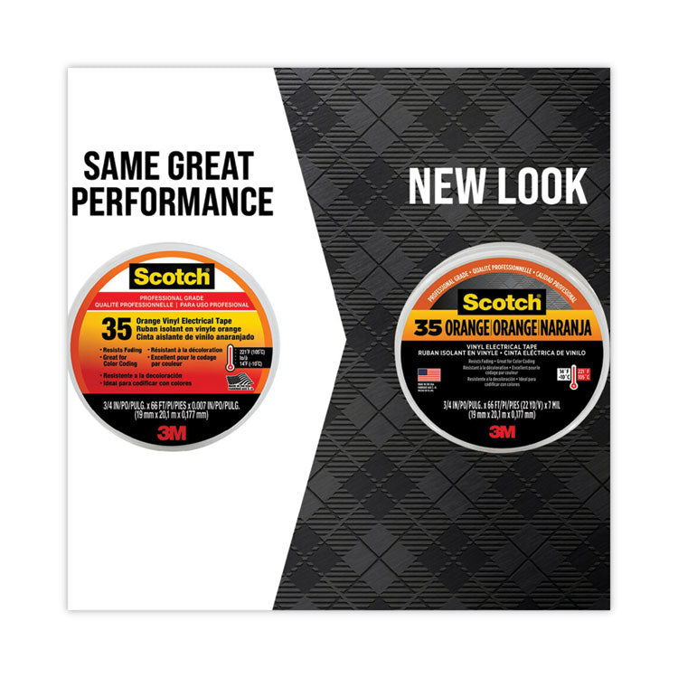 3M™ Scotch 35 Vinyl Electrical Color Coding Tape, 3" Core, 0.75" x 66 ft, Orange (MMM10869) 1 Roll