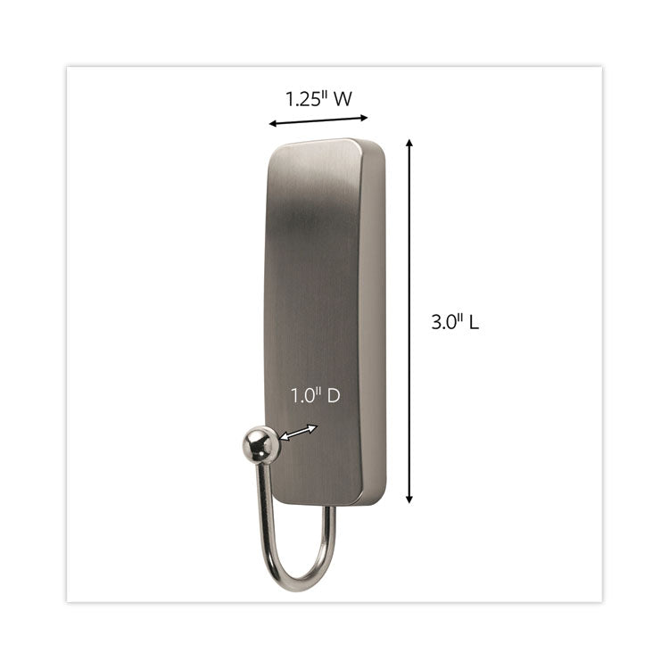 Command™ Decorative Hooks, Medium, Metal, Brushed Nickel, 3 lb Capacity, 2 Hooks and 4 Strips/Pack (MMM17034BN2ES)