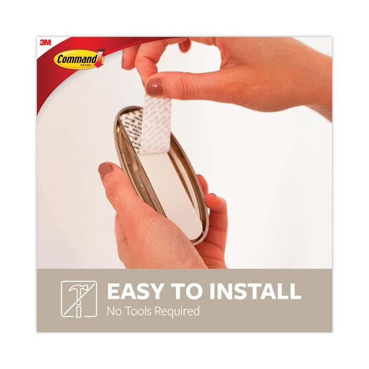 Command™ Decorative Hooks, Traditional, Large, Plastic, Silver, 5 lb Capacity, 1 Hook and 2 Strips/Pack (MMM17053BNES) Each