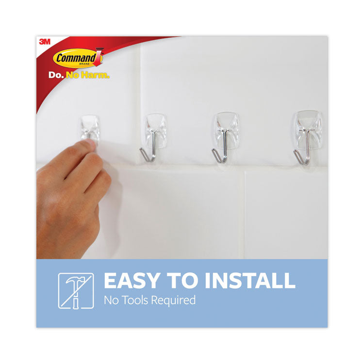 Command™ Clear Hooks and Strips, Small, Plastic/Metal, 0.5 lb Capacity, 40 Hooks and 48 Strips/Pack (MMM17067CLRS40N) Pack Of 40