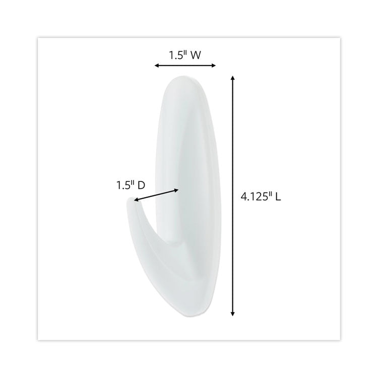 Command™ Designer Hooks, Large, Plastic, White, 5 lb Capacity, 16 Hooks and 24 Strips/Pack (MMM17083S16NA) Pack of 16