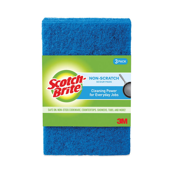 Scotch-Brite® Non-Scratch Scour Pads, Size 3 x 6, Blue, 10/Carton (MMM62310)
