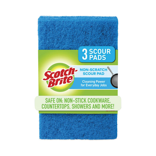Scotch-Brite® Non-Scratch Scour Pads, Size 3 x 6, Blue, 10/Carton (MMM62310)