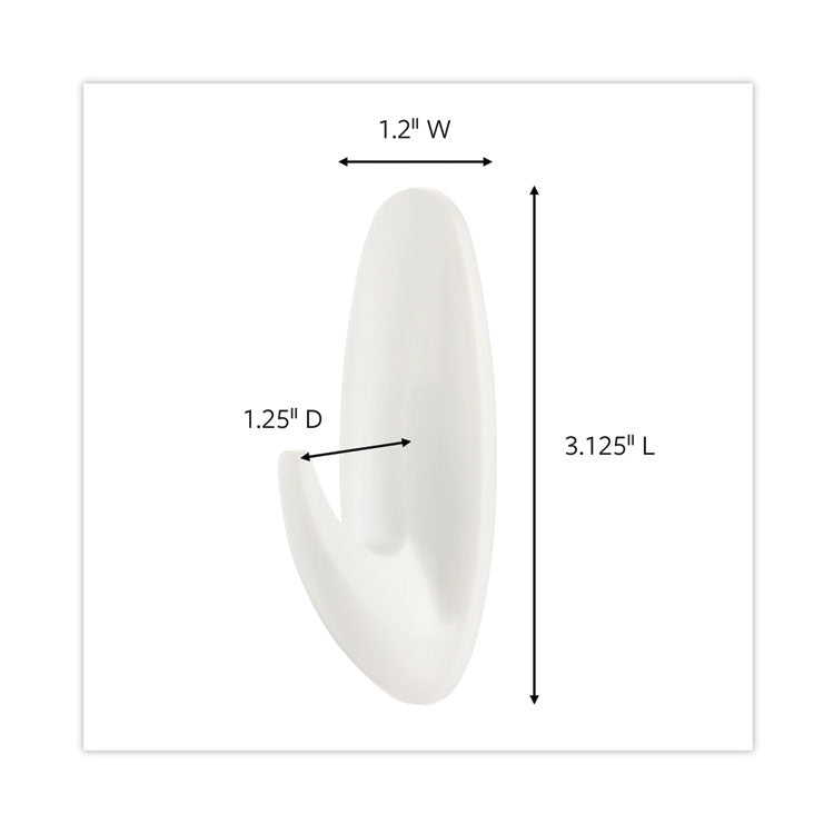 Command™ Designer Hooks, Medium, Plastic, White, 3 lb Capacity, 6 Hooks and 12 Strips/Pack (MMM170816ES)